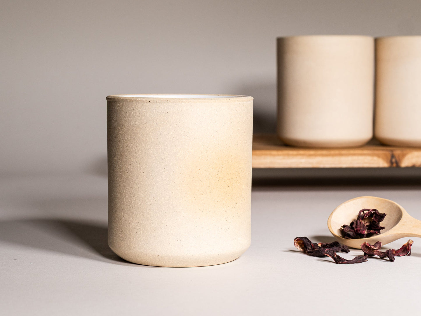 Smoothie Cup Ice White Sandy 14 oz Stoneware