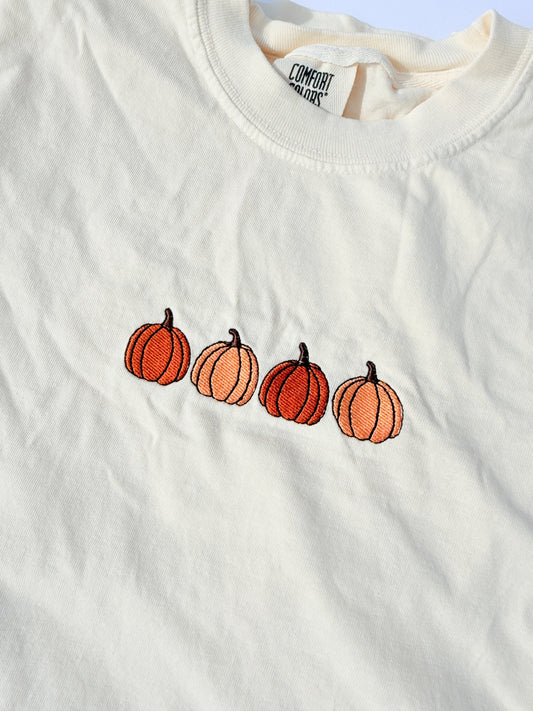 Adult Embroidered Pumpkins Comfort Colors Tee