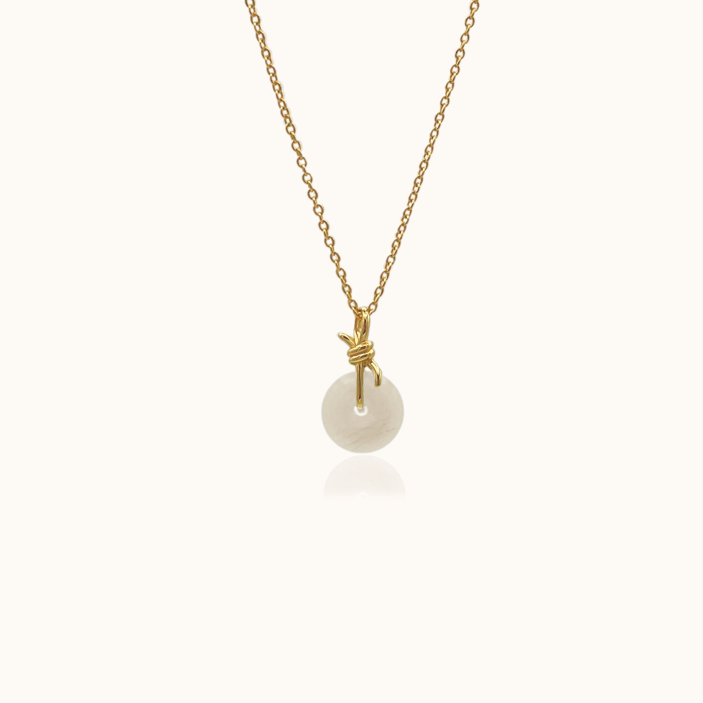 Knot Necklace with White Jade