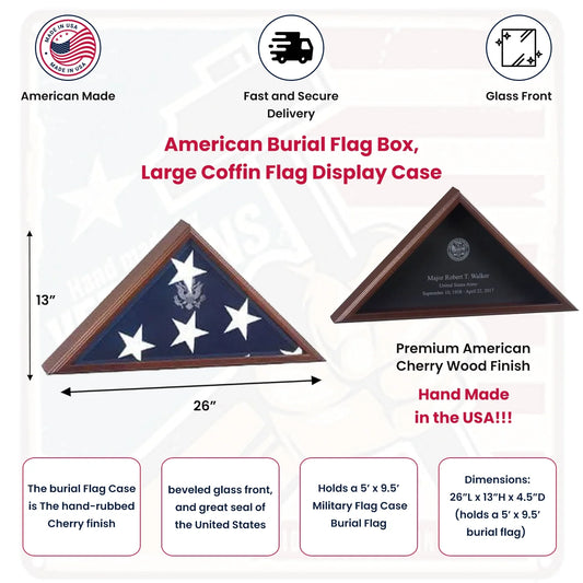 Memorial Flag Case - Burial Flag Box, Military Flag Case
