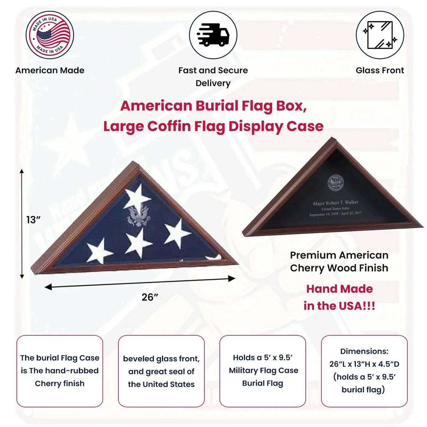 Coffin Flag cases- Coffin flag Box Military  Flag Case -  Burial Flag