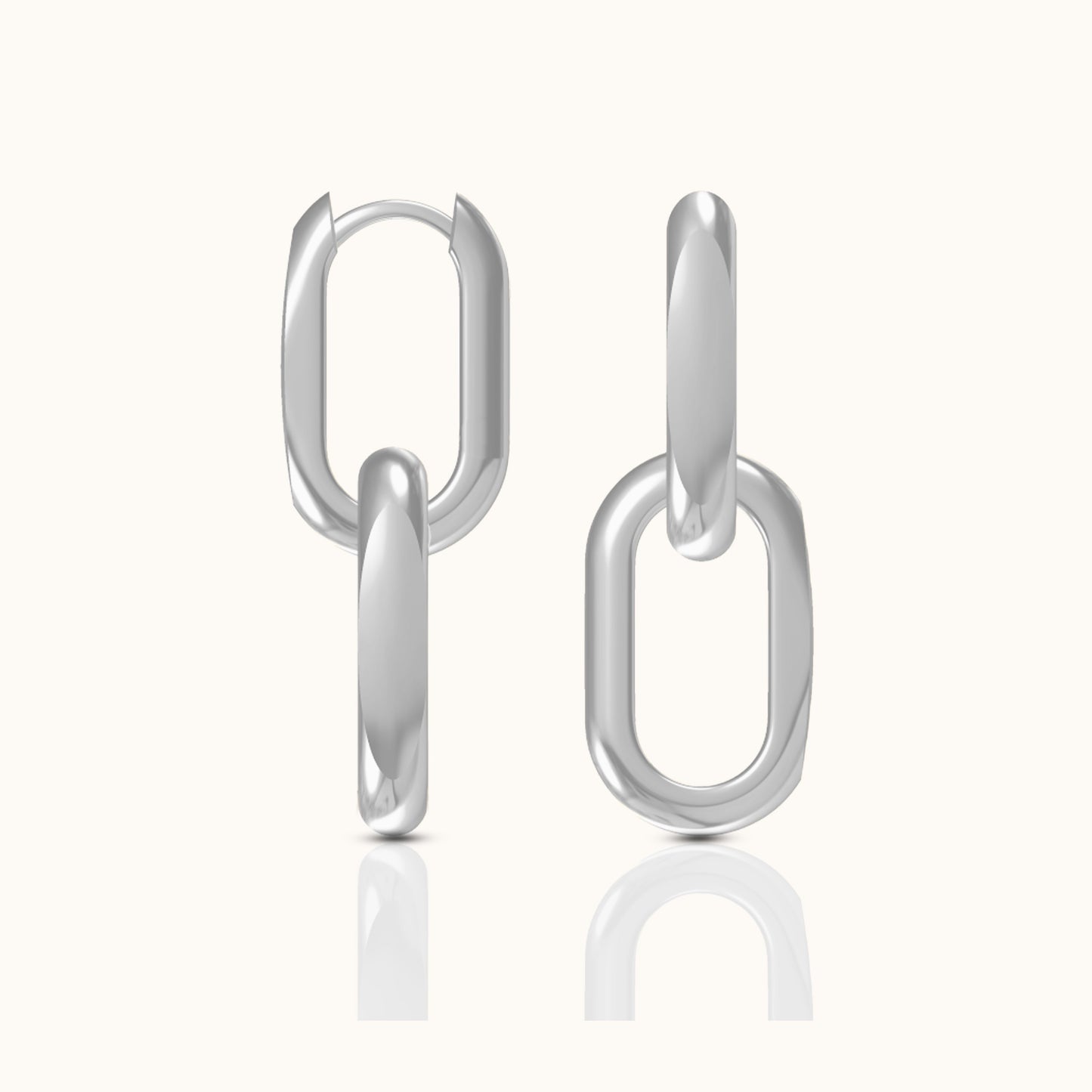 Large Paperclip Link Chain Dangle Hoop Earrings