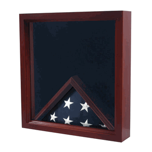 Military Flag and Medals Display Case Cabinet - Cherry