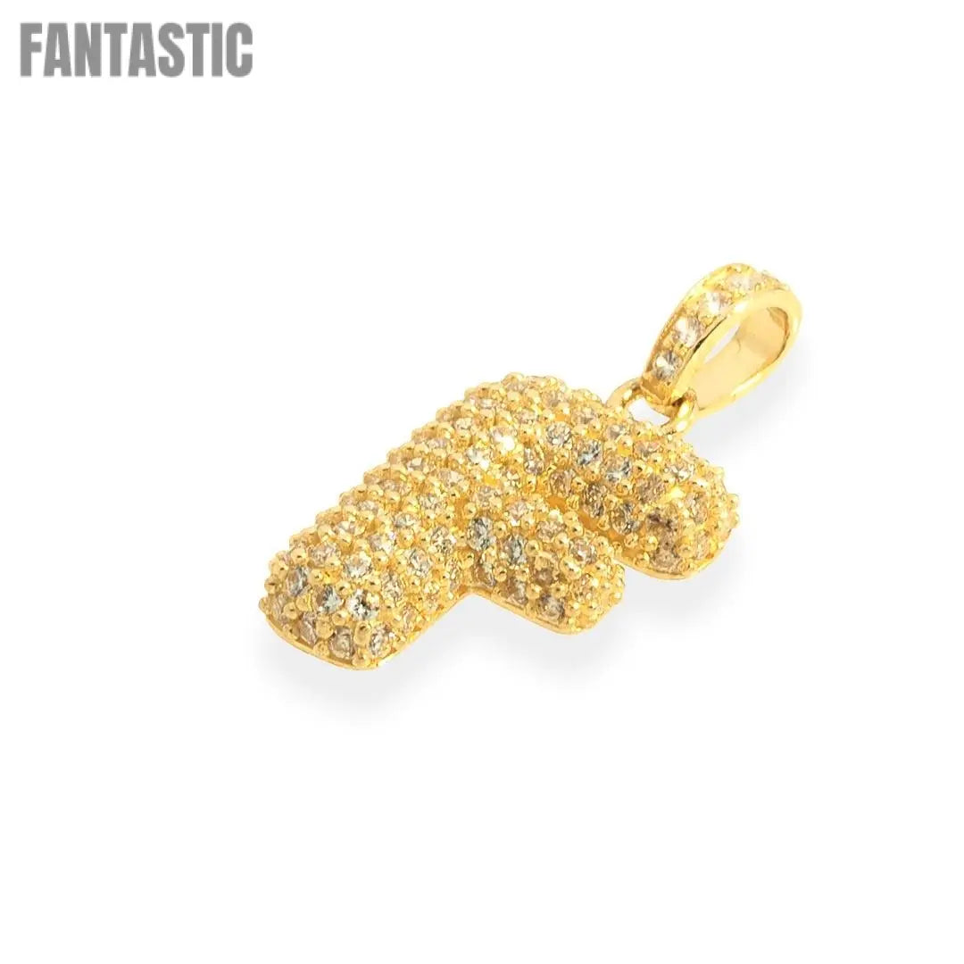 Letter "F" Pendant in 14K Gold with CZ |