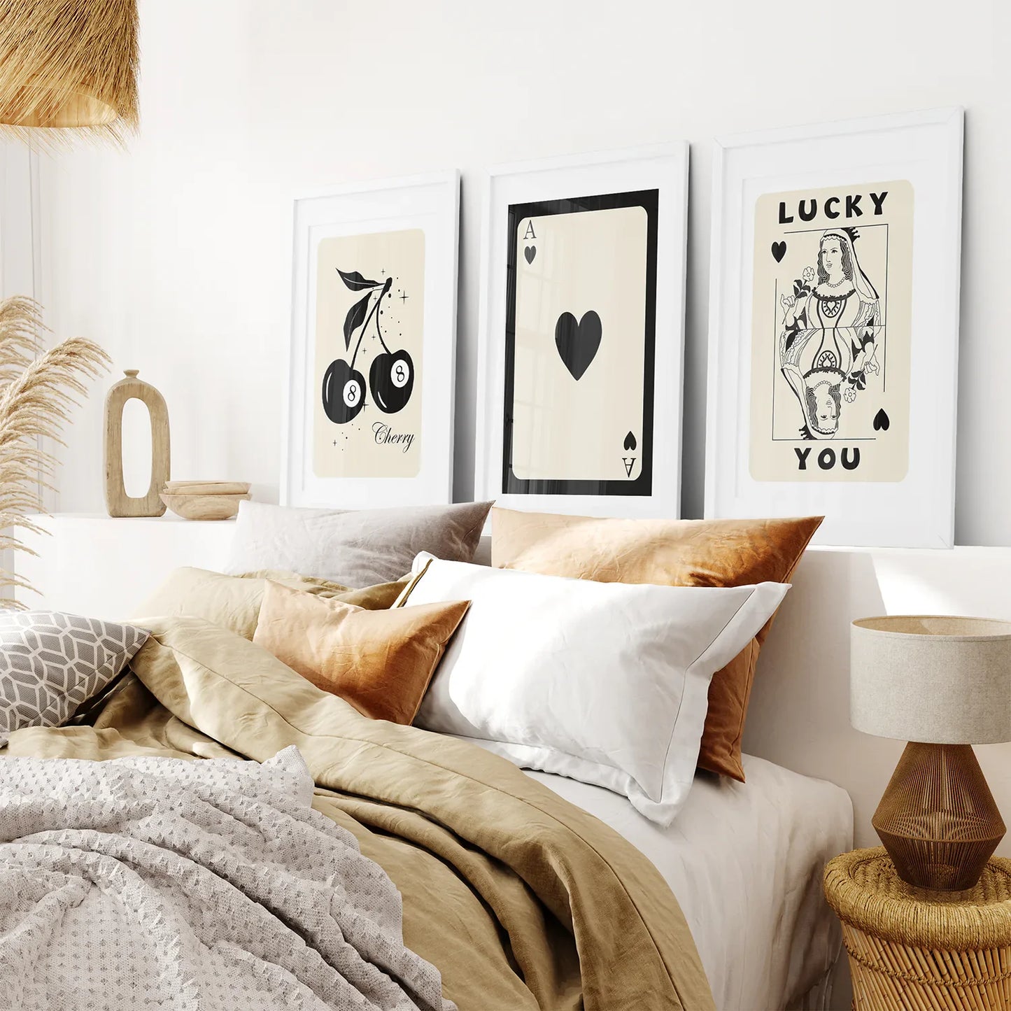 Beige Queen of Hearts Retro Wall Art Poster