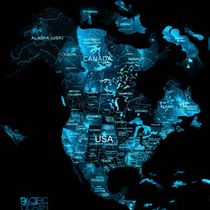 3D Luminous Colored Wooden World Map Space