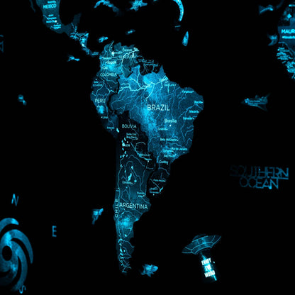 3D Luminous Colored Wooden World Map Space