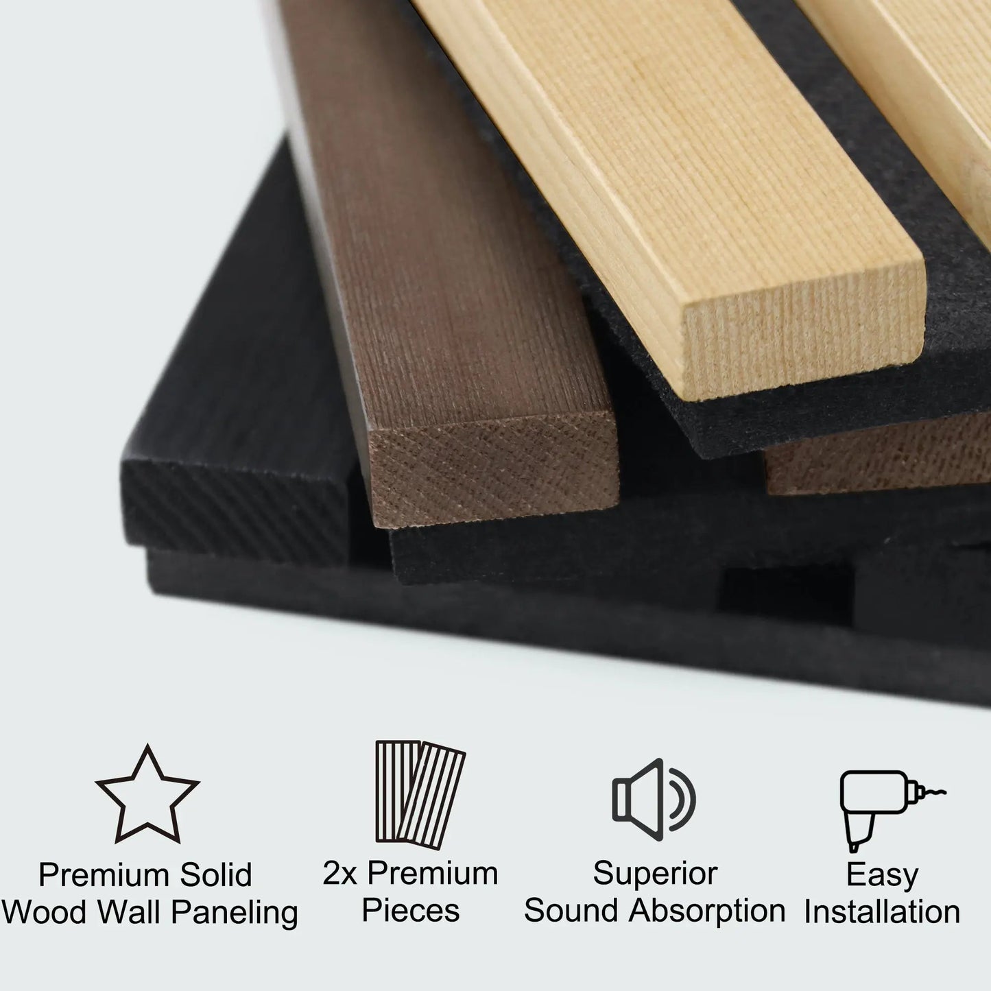 Luxury Oak | Grey Felt | Acoustic Solid Wood Wall Panels ( 2 Panels Per Box）