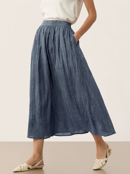 Lyocell Textured Pleated Waist Skirt ROSAMUND