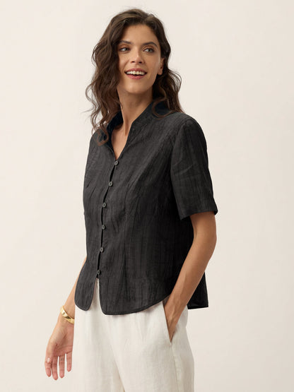 Lyocell Textured Stand Collar Shirt Jacket PHILIPPA