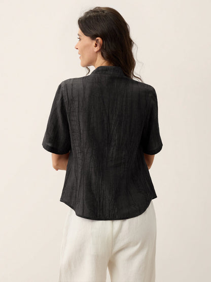 Lyocell Textured Stand Collar Shirt Jacket PHILIPPA