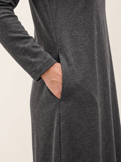 Lyocell Wool Side Button A-Line Knit Midi Dress MIRENA