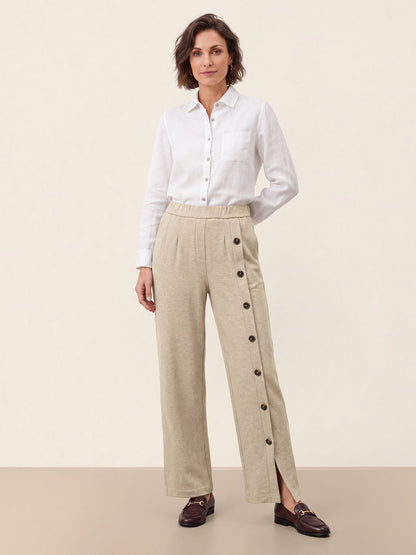 Lyocell Wool Side Button Wide Leg Knit Pants MAREN