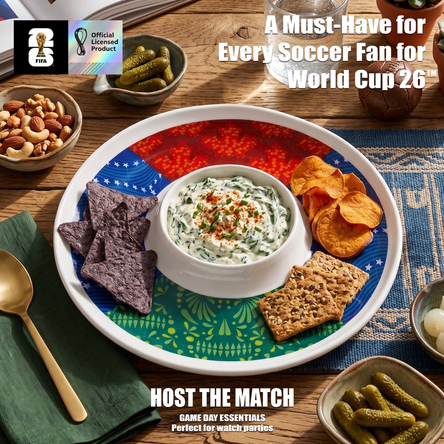 Atelier Sportif Official FIFA 26 Can Mex Us Melamine Chip & Dip 13"D