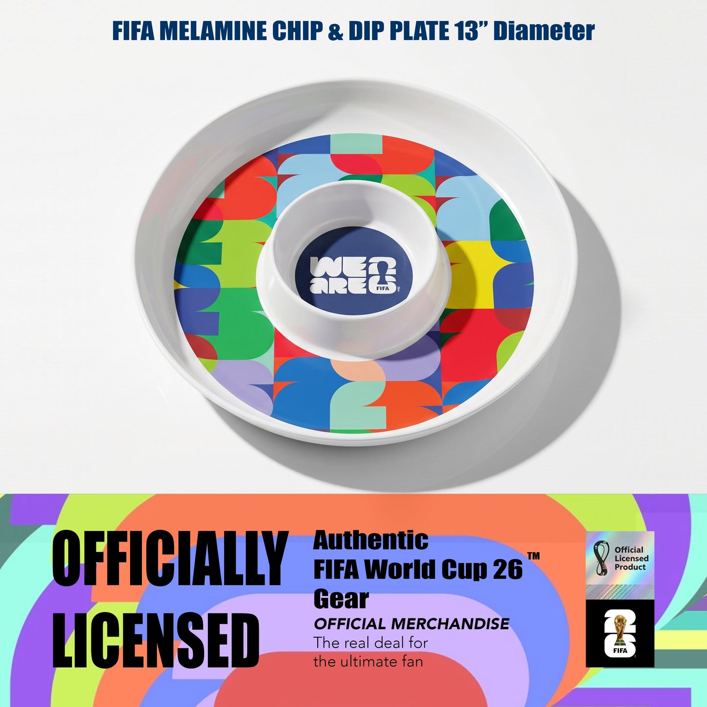 Atelier Sportif Official FIFA 26 Can Mex Us Melamine Chip & Dip 13"D