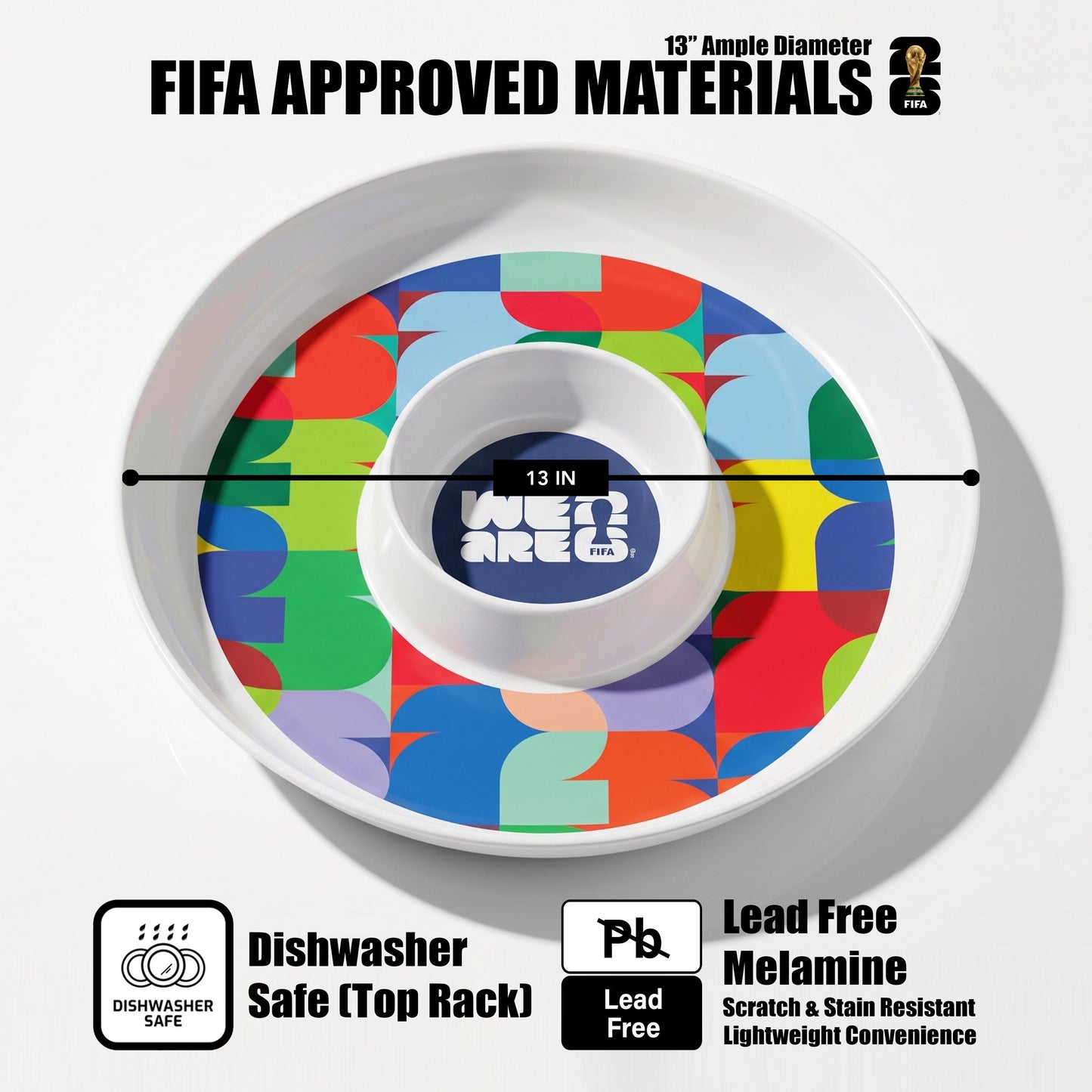 Atelier Sportif Official FIFA 26 Can Mex Us Melamine Chip & Dip 13"D