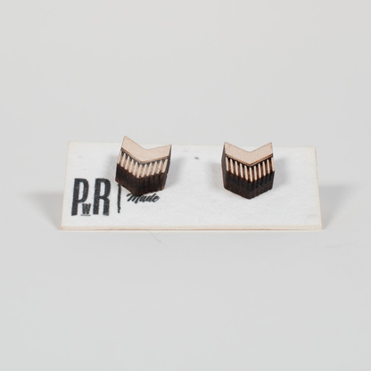 Small Wood Stud Earrings | 14 Geometric Designs