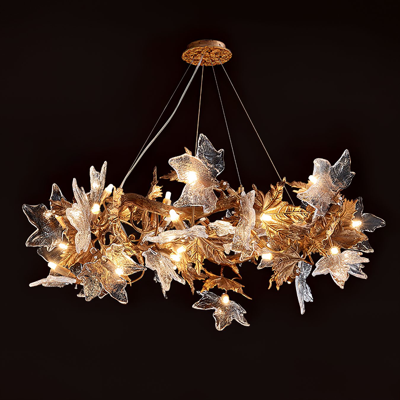 Maple Leaf Brass Chandelier