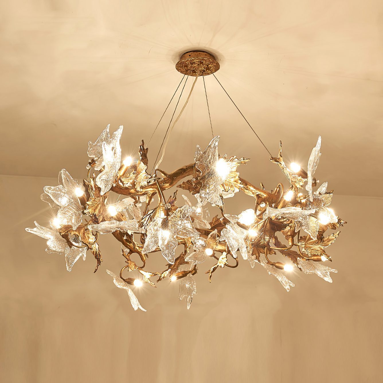 Maple Leaf Brass Chandelier