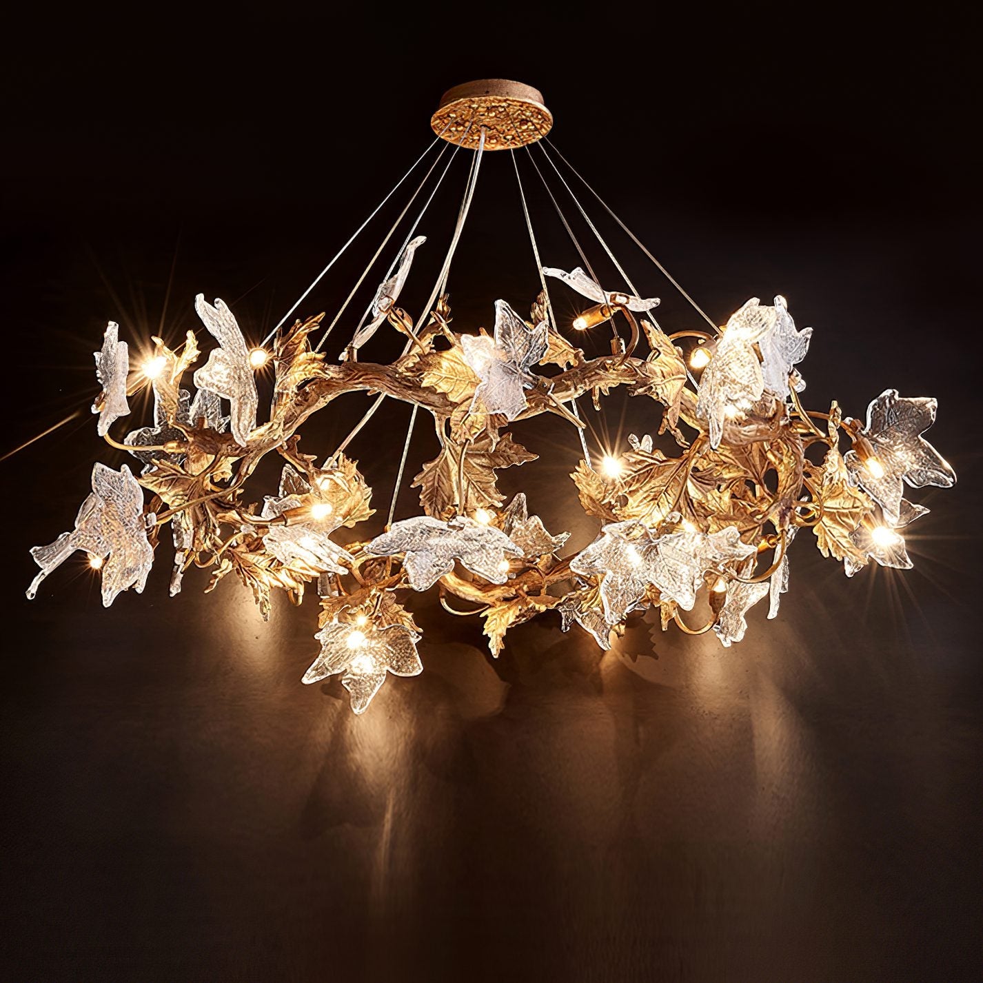 Maple Leaf Brass Chandelier