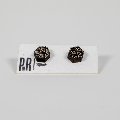 Small Wood Stud Earrings | 14 Geometric Designs