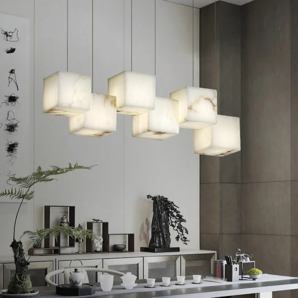 Simple Alabaster Box chandelier