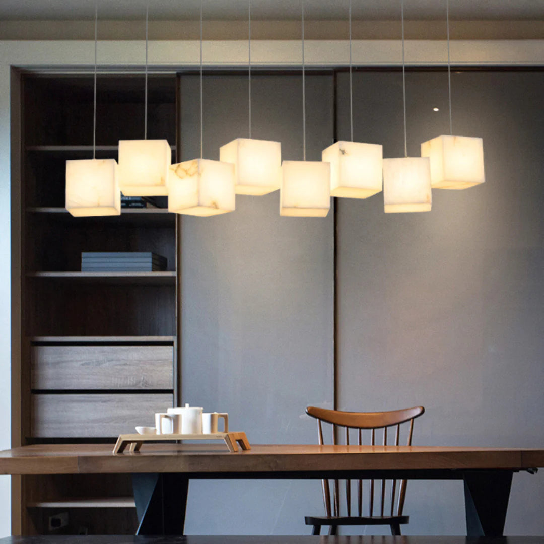 Simple Alabaster Box chandelier