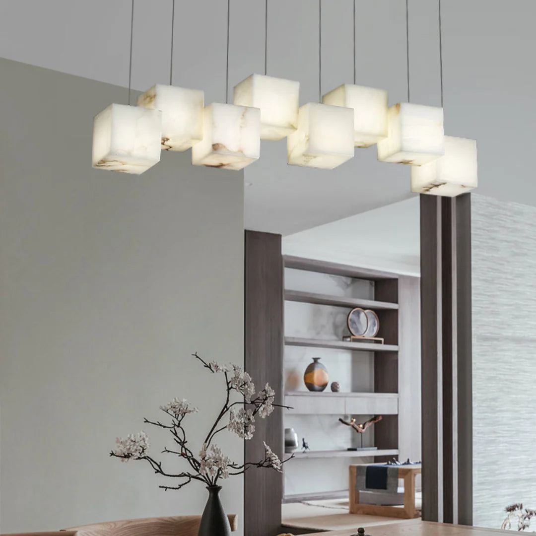 Simple Alabaster Box chandelier