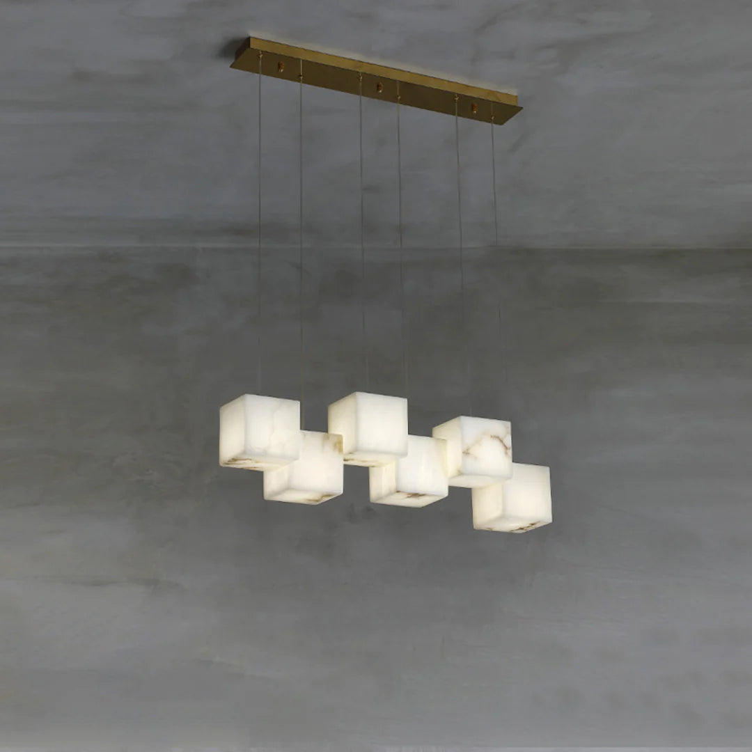 Simple Alabaster Box chandelier