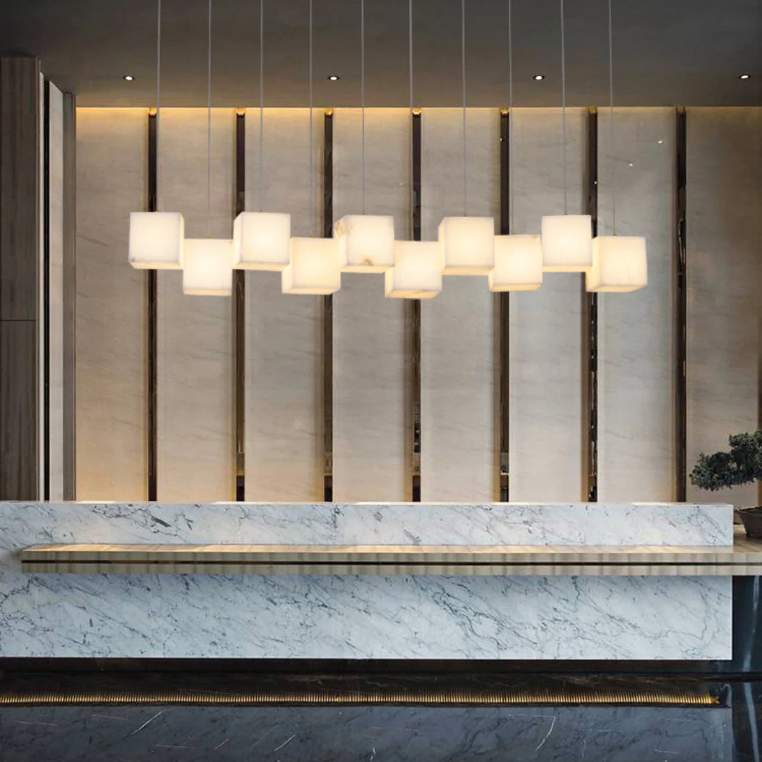 Simple Alabaster Box chandelier
