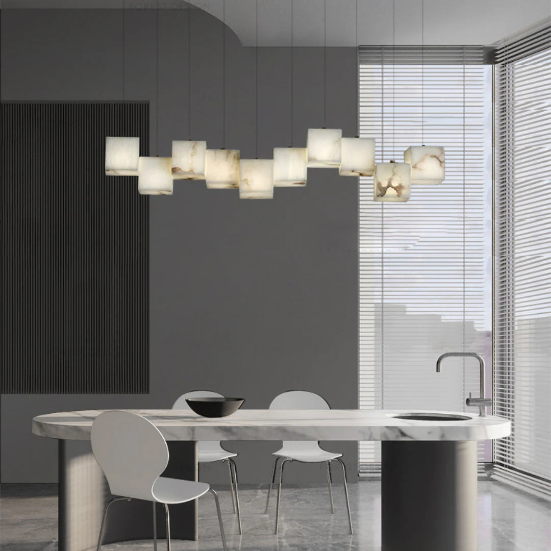 Simple Alabaster Box chandelier
