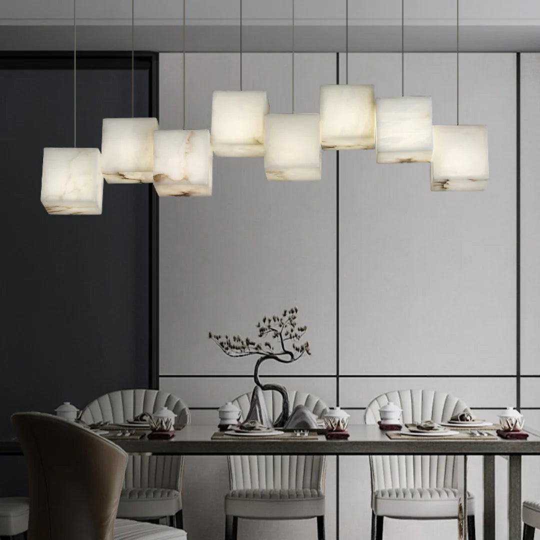 Simple Alabaster Box chandelier