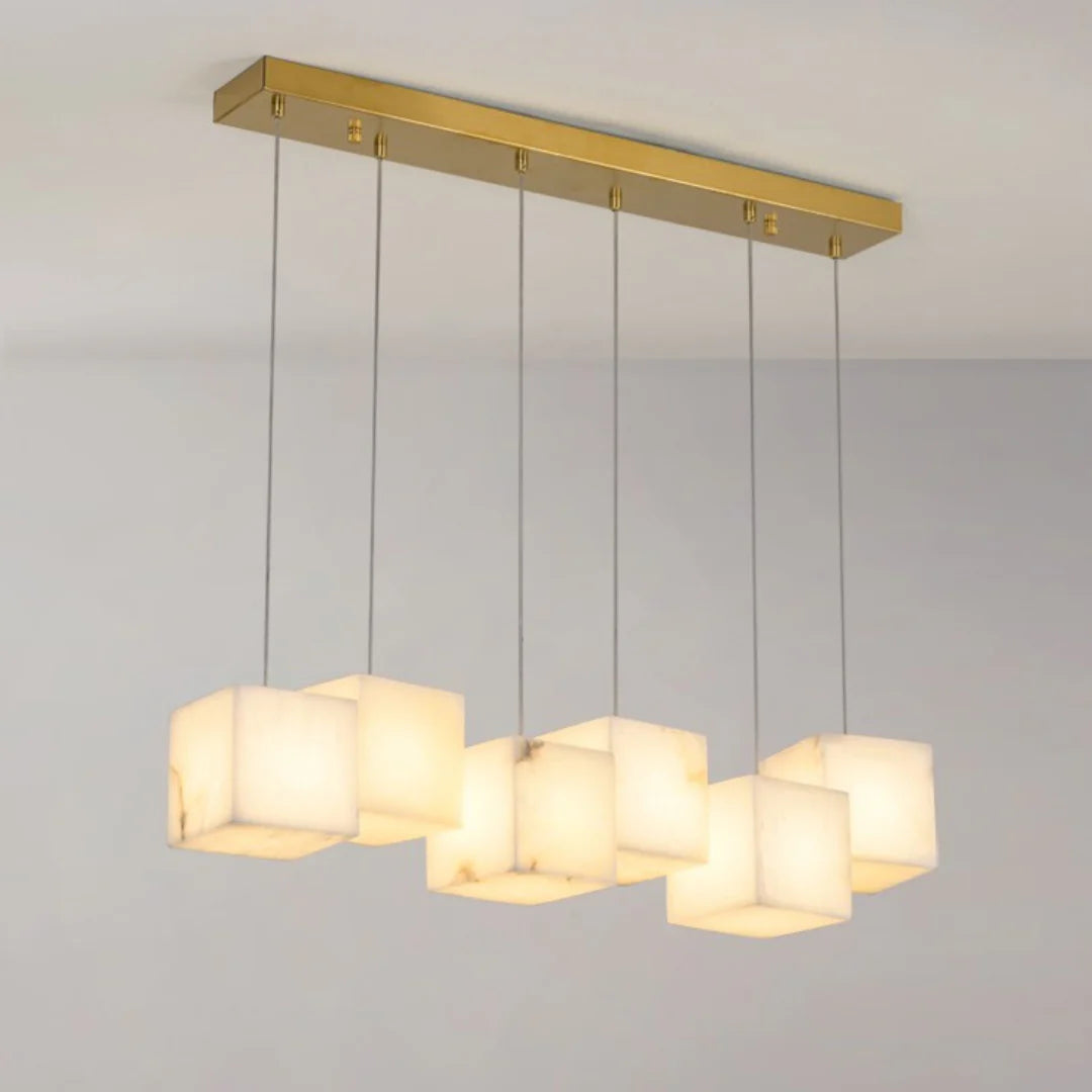 Simple Alabaster Box chandelier