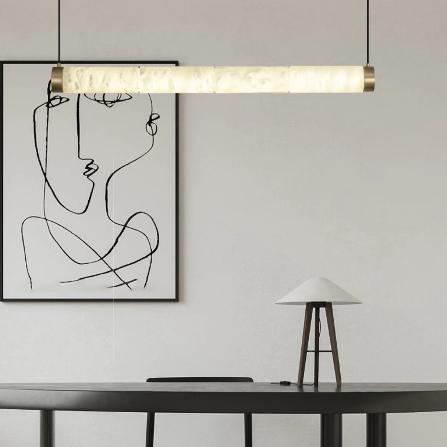 Strip Alabaster Chandelier