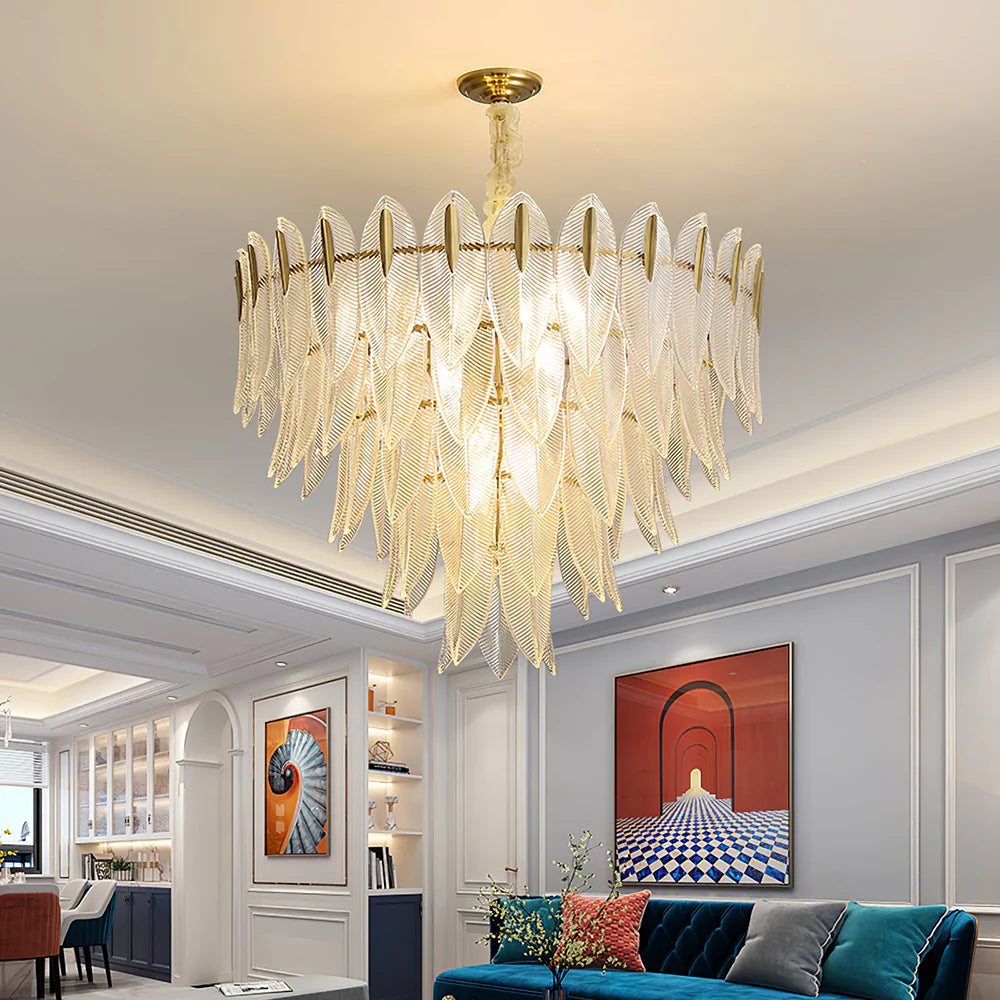 Marilyn Glass Feathers Chandelier