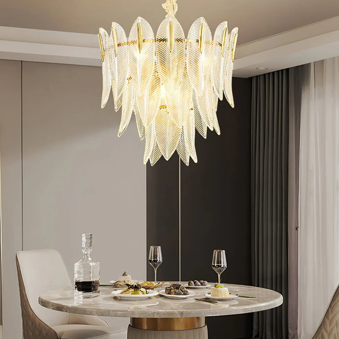 Marilyn Glass Feathers Chandelier