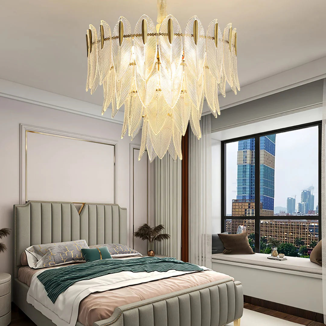 Marilyn Glass Feathers Chandelier