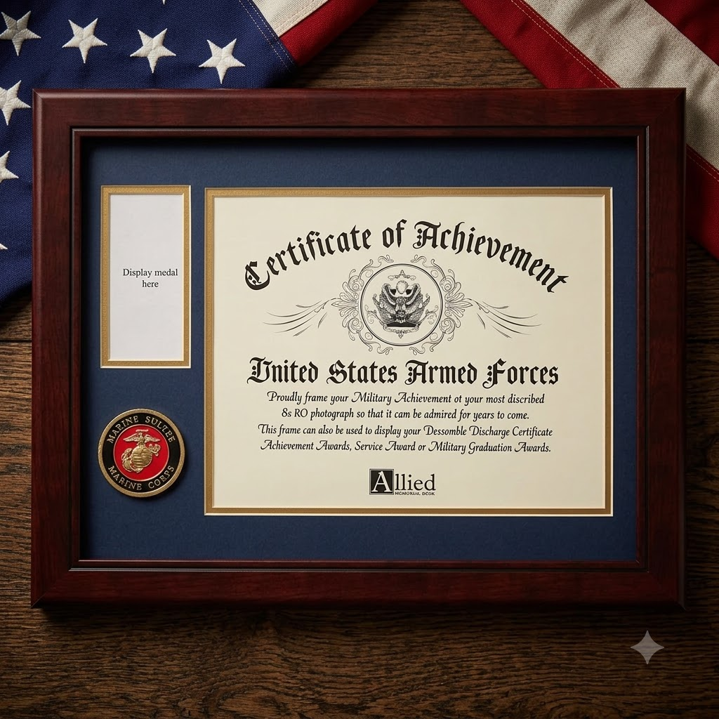 U.S. Marine Corps Medallion Certificate and Medal Frame