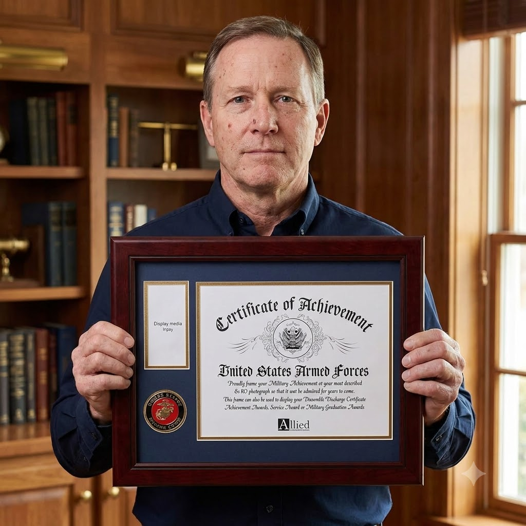 U.S. Marine Corps Medallion Certificate and Medal Frame
