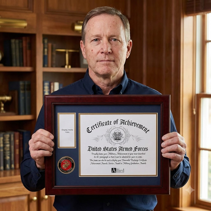 U.S. Marine Corps Medallion Certificate and Medal Frame