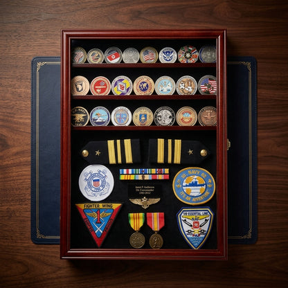 Challenge Coin / Medals / Pins / Badges / Ribbons / Insignia / Buttons Display Case