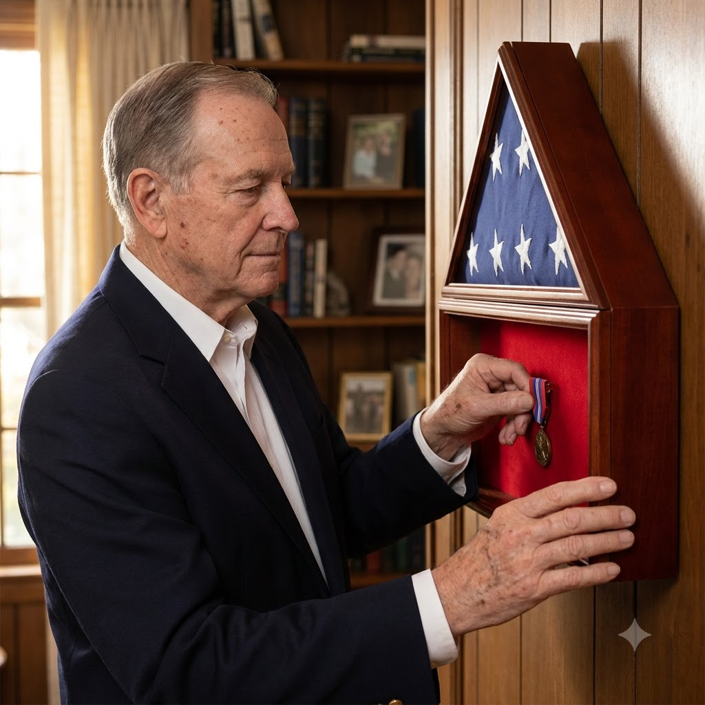 Flag Memorabilia Display Case,Red Background,Flag Case