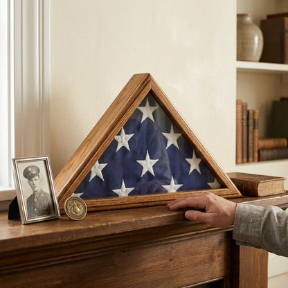 Small 3x5 Flag Display Case - Solid Oak Wood - NOT for Large Burial Size Flag