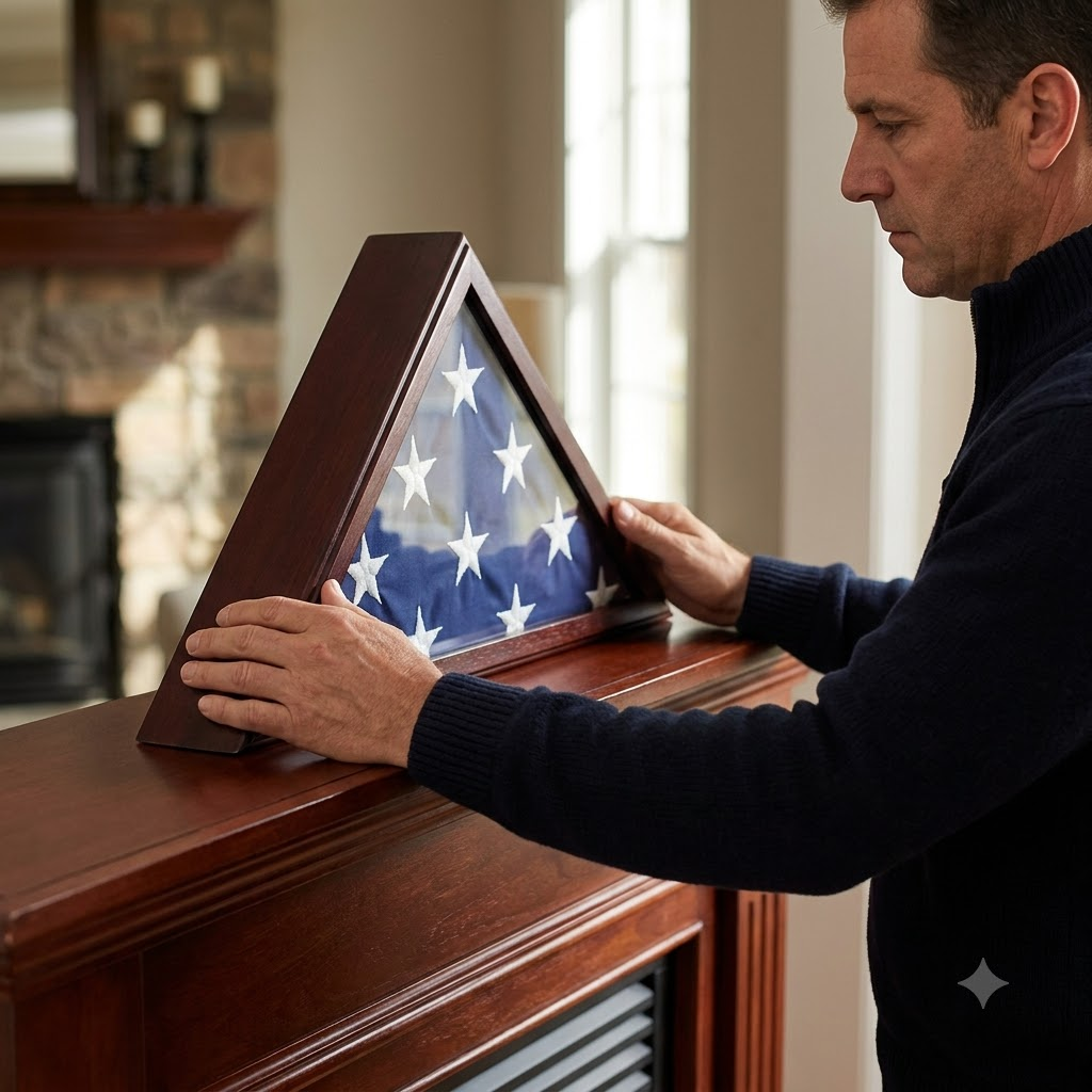Red Oak Flag Display Case