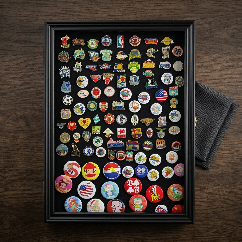 Display Case Wall Frame Cabinet for Military Medals, Pins, Patches