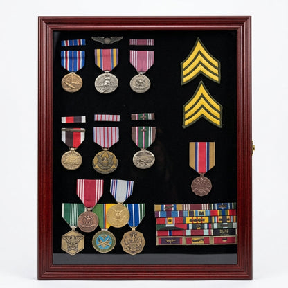 Display Case Wall Frame Cabinet for Military Medals, Pins, Patches