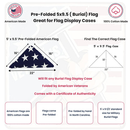 Flag Connection Flag For flag Display Case 5ft x 9 1/2 ft Cotton