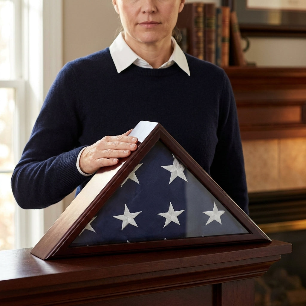 Flag Connections Officers Flag and Display Case, 5 by 9.5-Feet, Cherry