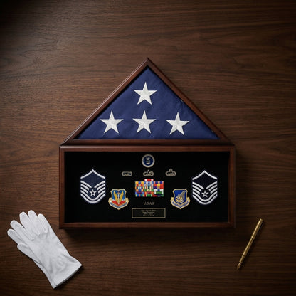 Burial Flag Medal Display case, Flag Document Holder, 4' x 6' flag