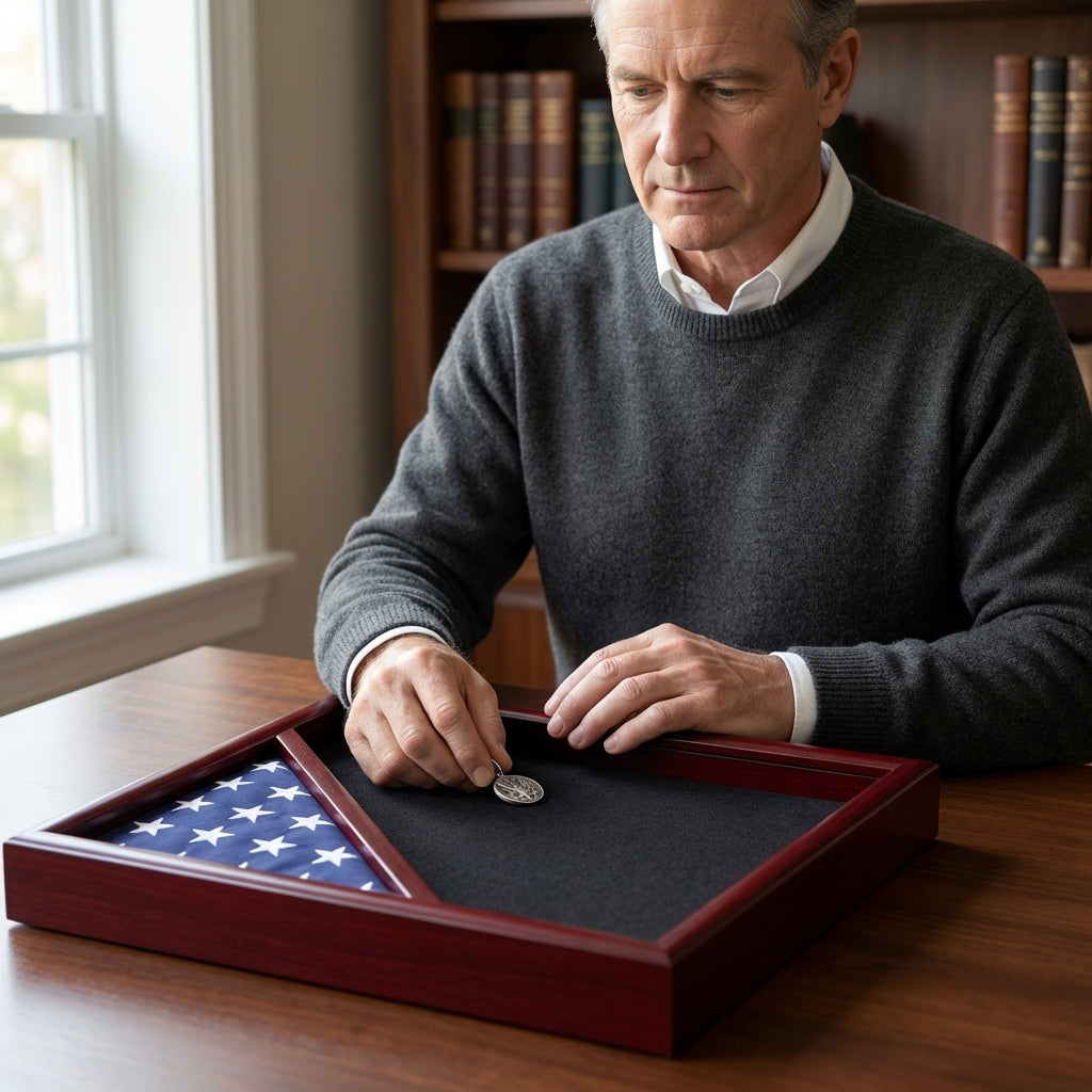 Shadow box for 3x5 flag, Cherry finish